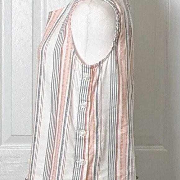 LIVERPOOL LA Women's Sleeveless Linen Blend Top Bouse Size S  Multi Color Stripe - Picture 2 of 7